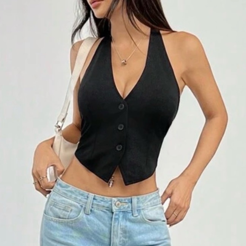 Black Vest Top - Picture 4 of 4